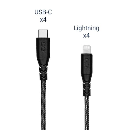 Luxor KwikBoost Braided Cable Bundle 4 Lightning; 4 USB-C CHSN001
